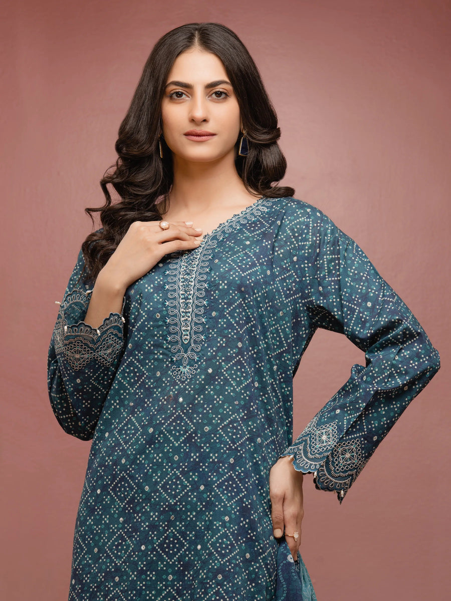 edenrobe Premium Festive Unstitched Cambric 3Pc Suit EWU5V2-31047