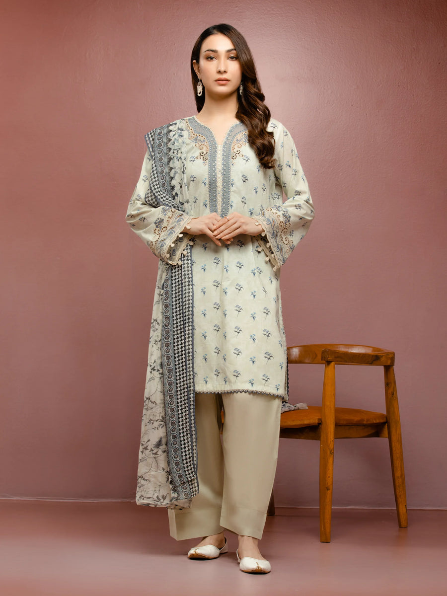 edenrobe Premium Festive Unstitched Cambric 3Pc Suit EWU5V2-31052