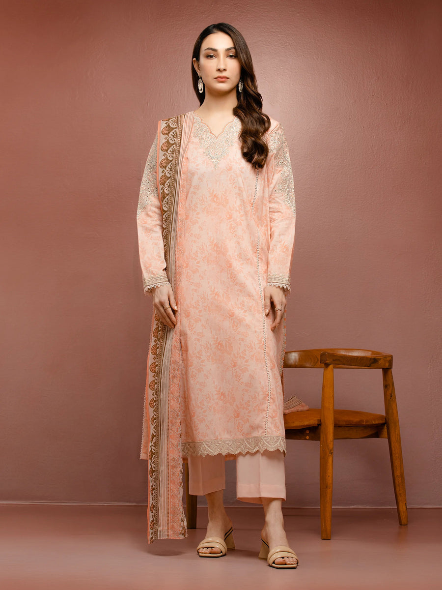 edenrobe Premium Festive Unstitched Cambric 3Pc Suit EWU5V2-31053
