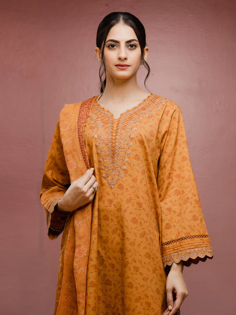 edenrobe Premium Festive Unstitched Cambric 3Pc Suit EWU5V2-31056
