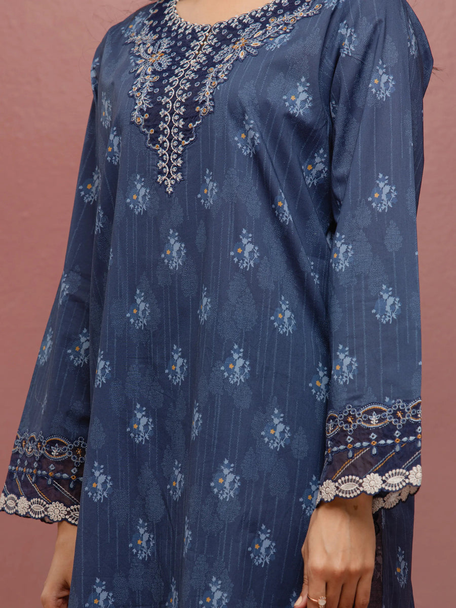 edenrobe Premium Festive Unstitched Cambric 3Pc Suit EWU5V2-31057