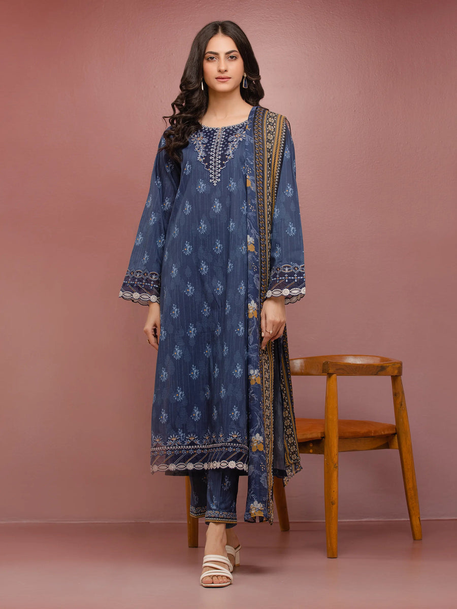 edenrobe Premium Festive Unstitched Cambric 3Pc Suit EWU5V2-31057