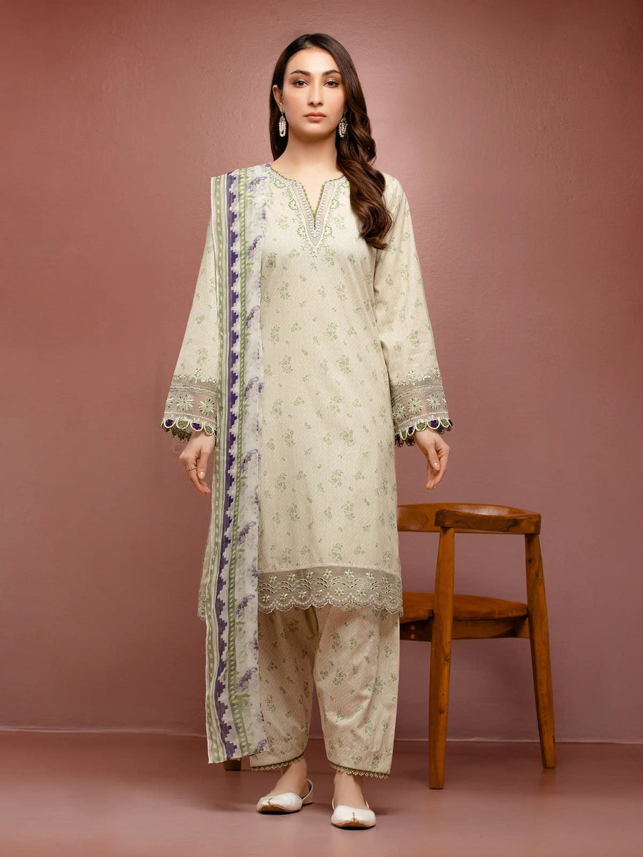 edenrobe Premium Festive Unstitched Cambric 3Pc Suit EWU5V2-31058