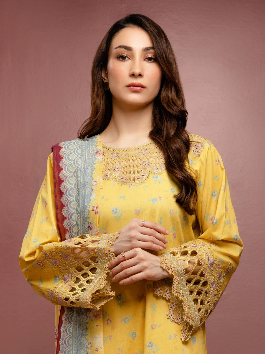 edenrobe Premium Festive Unstitched Cambric 3Pc Suit EWU5V2-31059