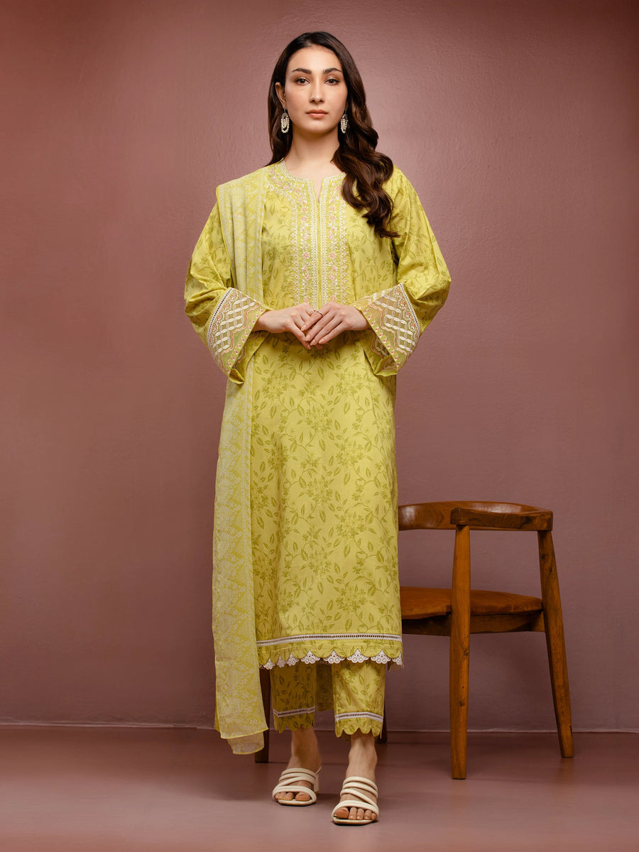 edenrobe Premium Festive Unstitched Cambric 3Pc Suit EWU5V2-31070