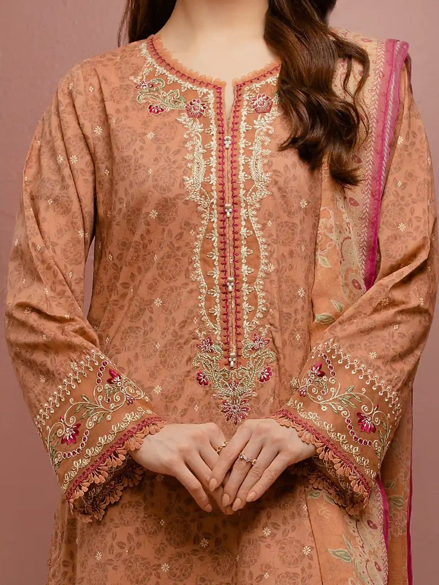 edenrobe Premium Festive Unstitched Cambric 3Pc Suit EWU5V2-31071