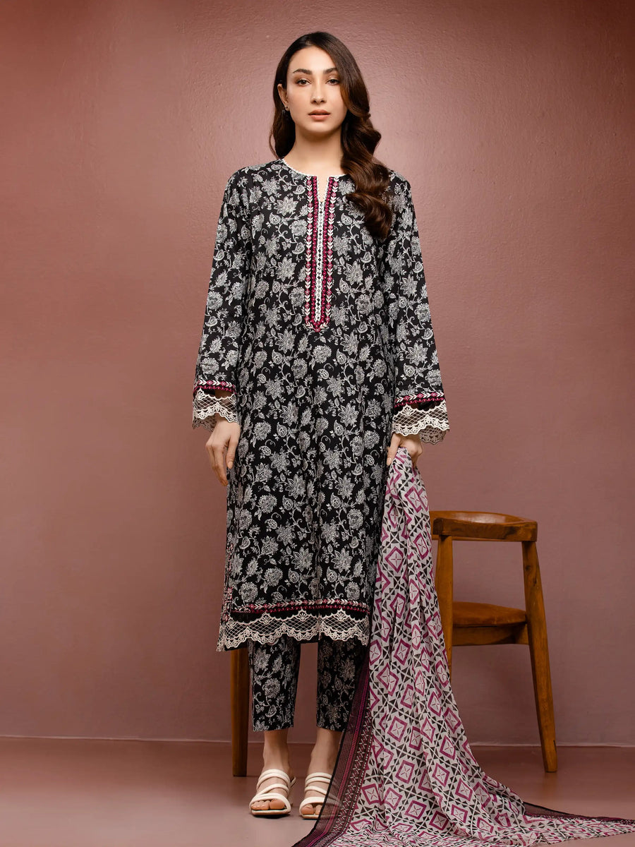 edenrobe Premium Festive Unstitched Cambric 3Pc Suit EWU5V2-31072
