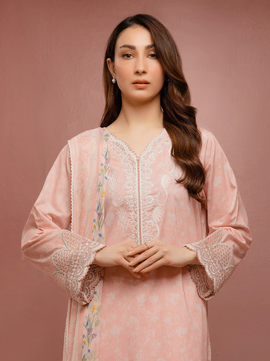 edenrobe Premium Festive Unstitched Cambric 3Pc Suit EWU5V2-31073