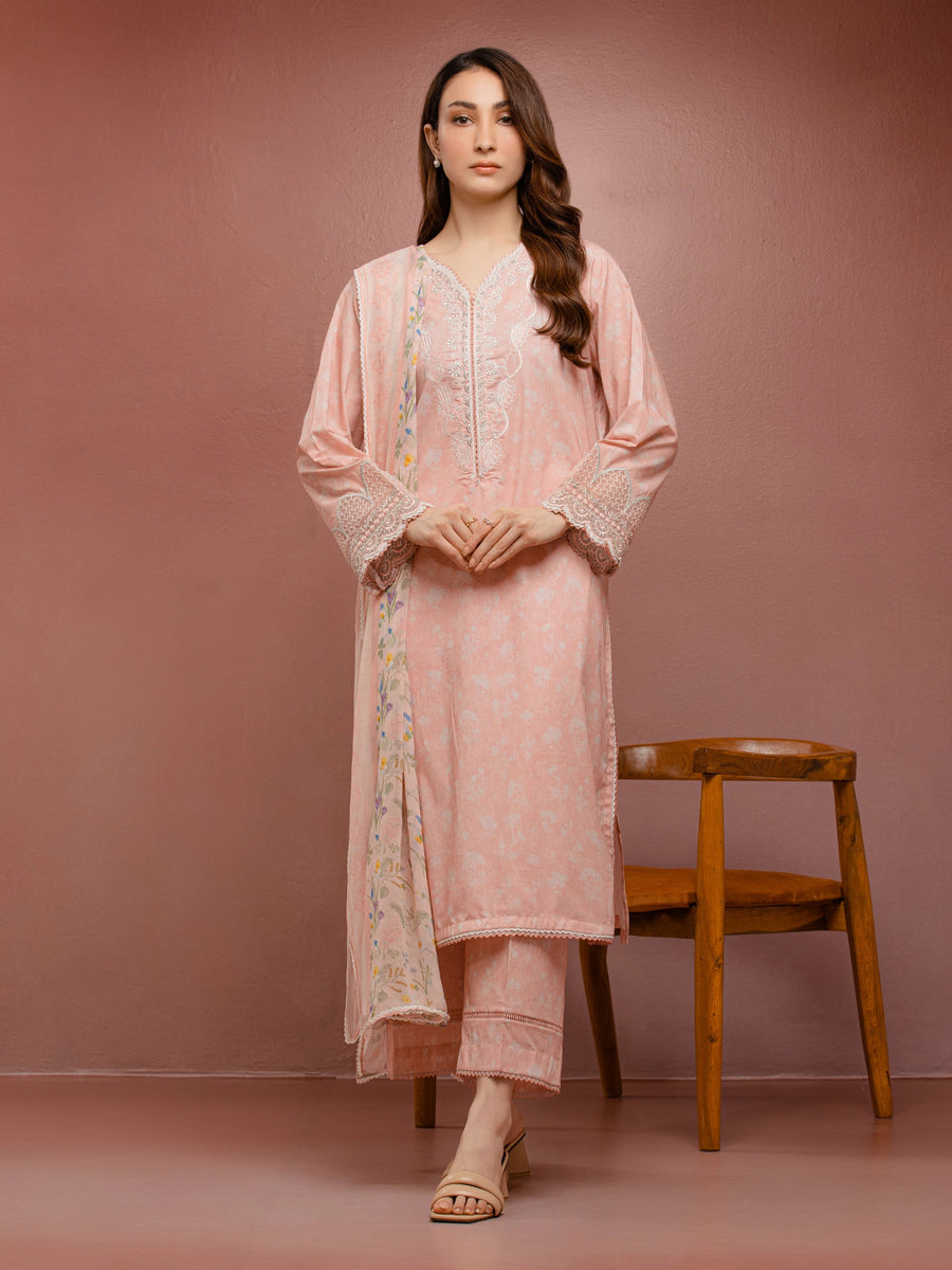 edenrobe Premium Festive Unstitched Cambric 3Pc Suit EWU5V2-31073