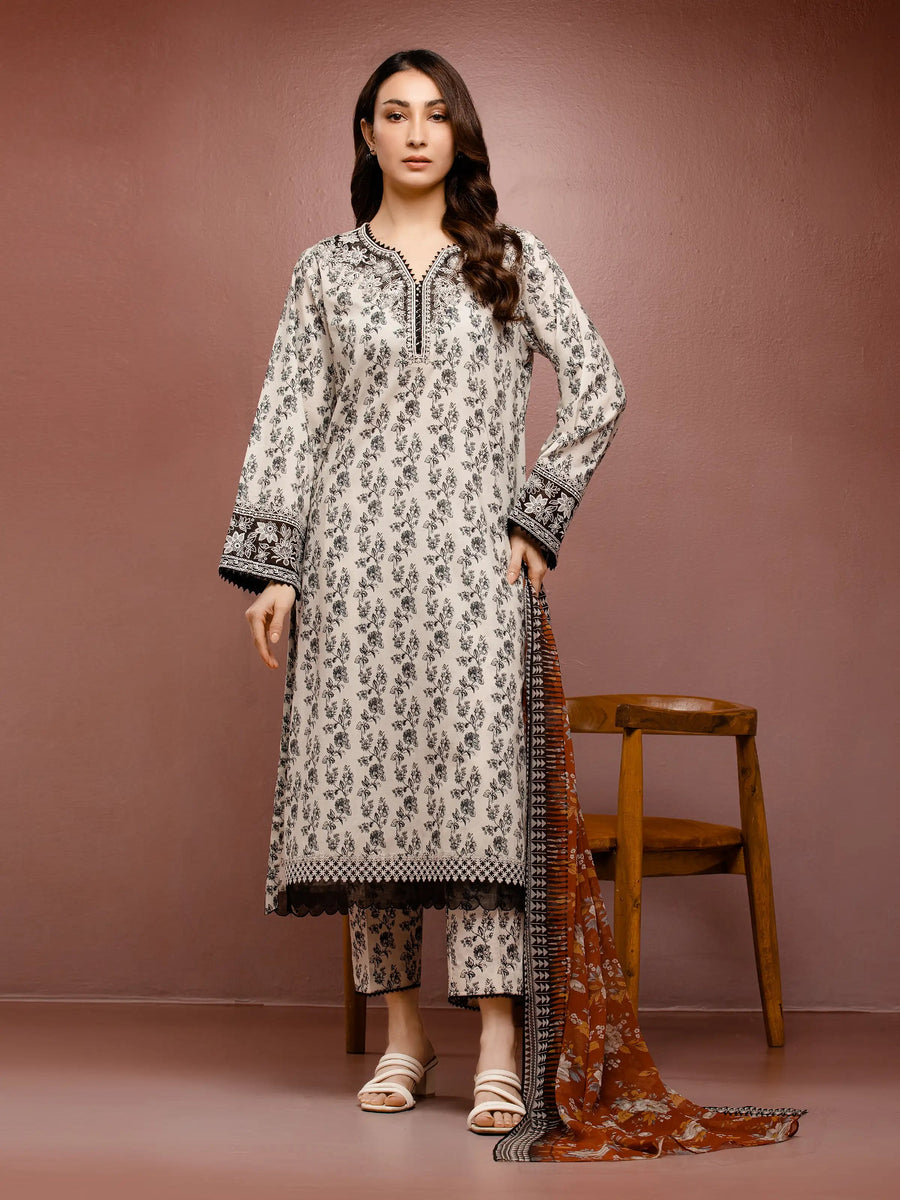 edenrobe Premium Festive Unstitched Cambric 3Pc Suit EWU5V2-31076