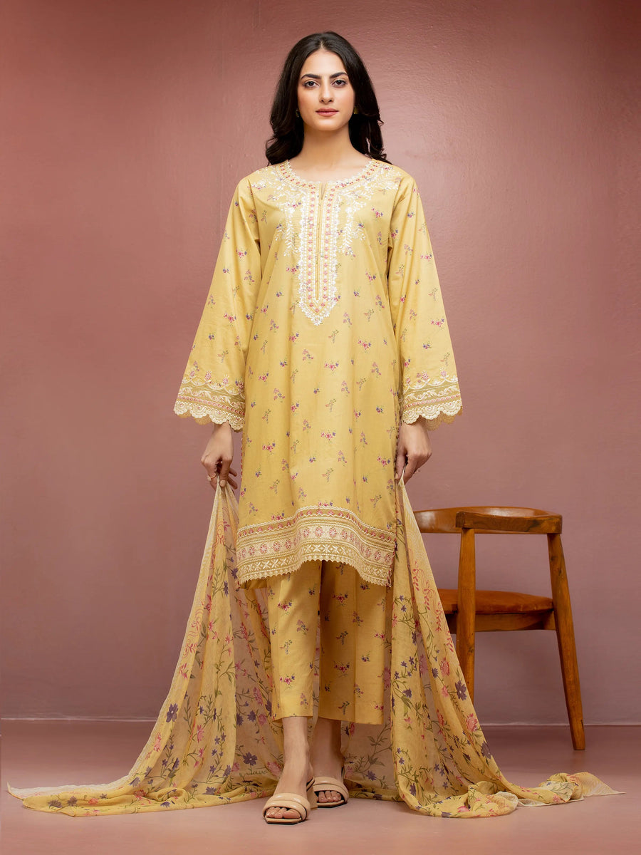edenrobe Premium Festive Unstitched Cambric 3Pc Suit EWU5V2-31078