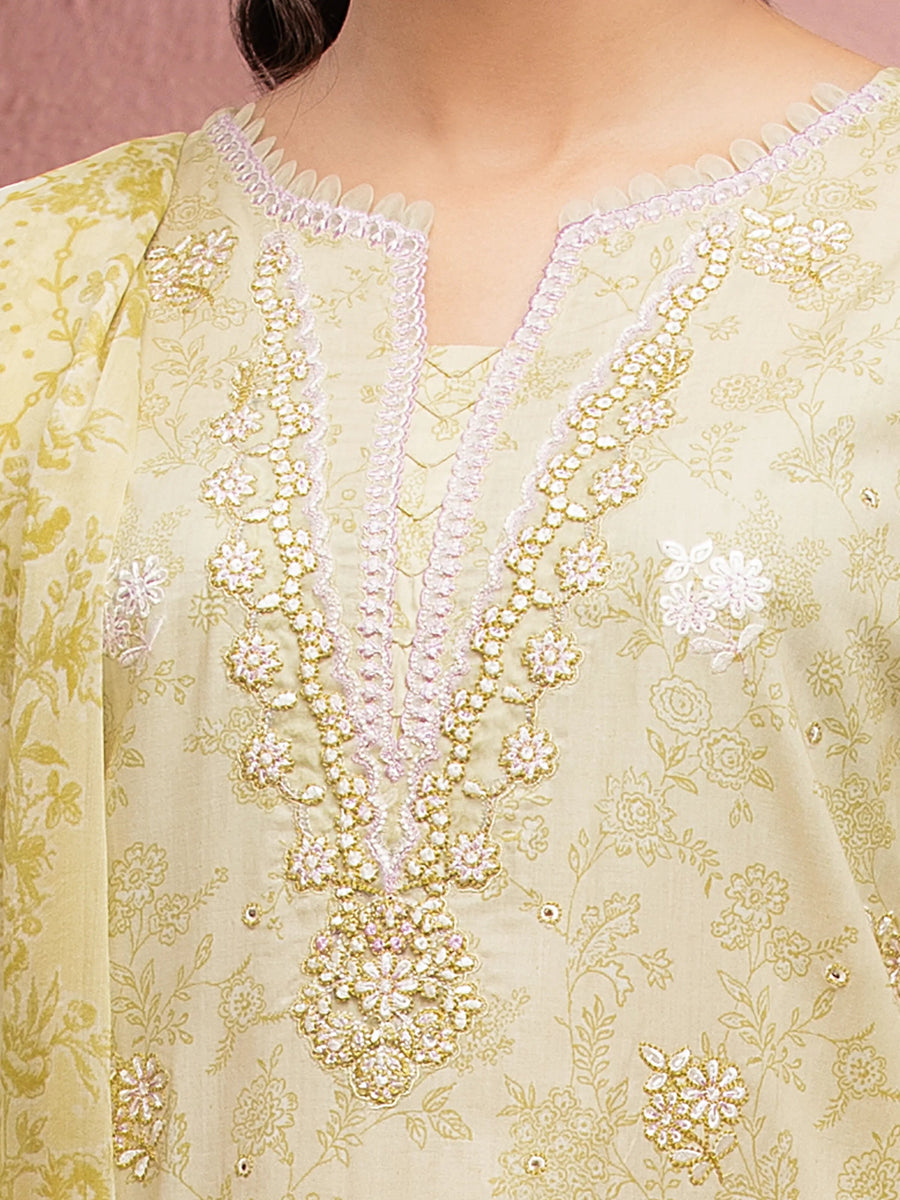 edenrobe Premium Festive Unstitched Cambric 3Pc Suit EWU5V2-31079