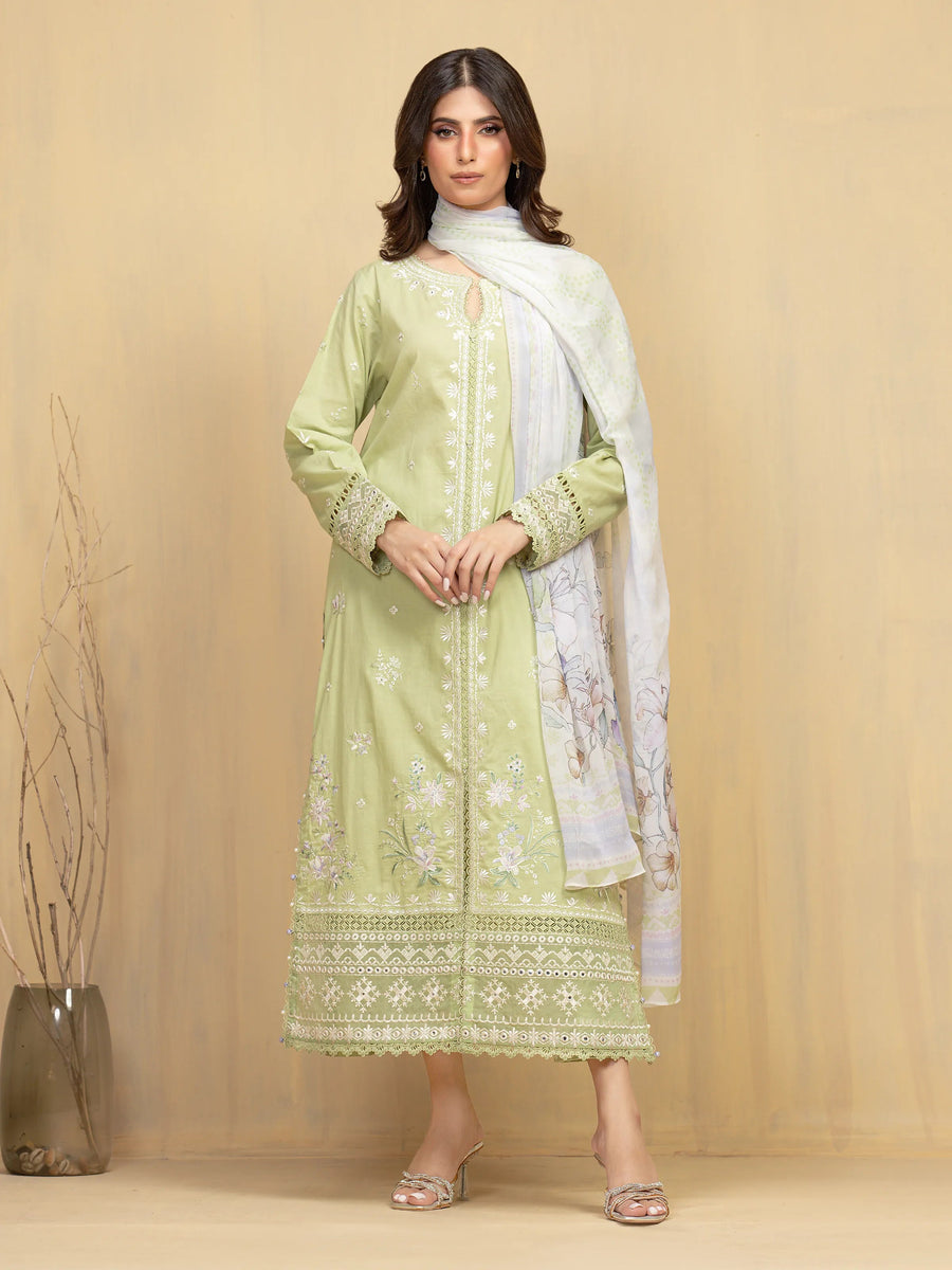 edenrobe Premium Festive Unstitched Cambric 3Pc Suit EWU5V2-31600
