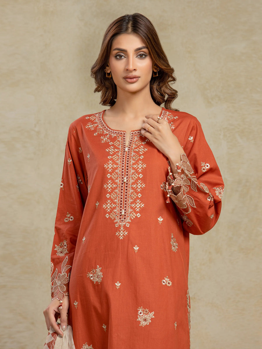 edenrobe Premium Festive Unstitched Cambric 3Pc Suit EWU5V2-31801