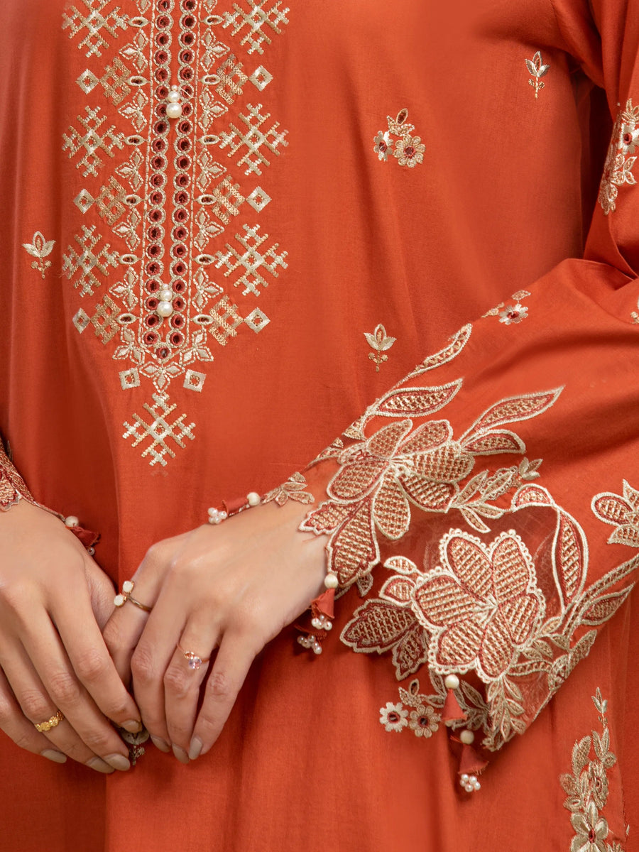 edenrobe Premium Festive Unstitched Cambric 3Pc Suit EWU5V2-31801