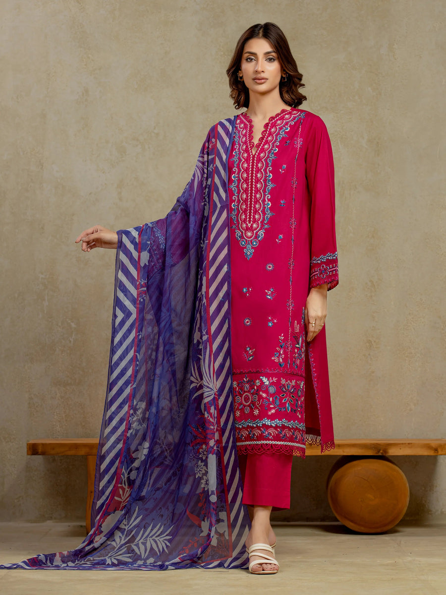 edenrobe Premium Festive Unstitched Cambric 3Pc Suit EWU5V2-31804