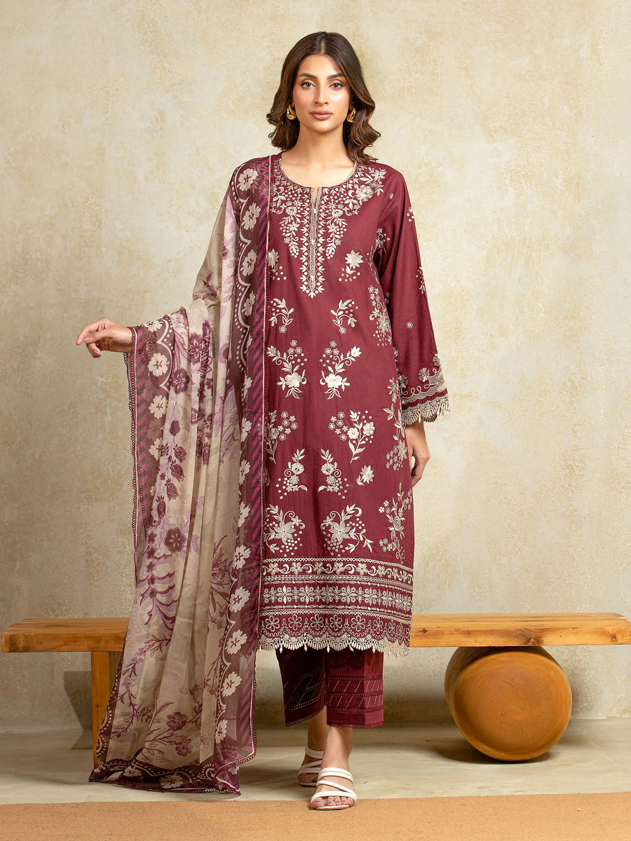 edenrobe Premium Festive Unstitched Cambric 3Pc Suit EWU5V2-31807
