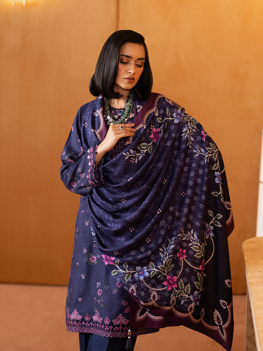 edenrobe Premium Embroidered Viscose Unstitched 3Pc Suit EWU5V20-32081