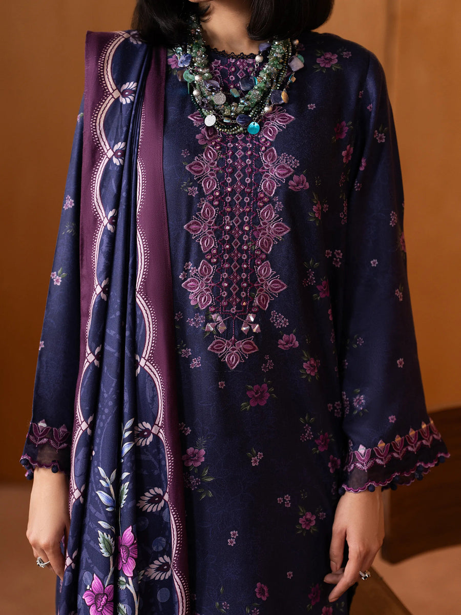 edenrobe Premium Embroidered Viscose Unstitched 3Pc Suit EWU5V20-32081