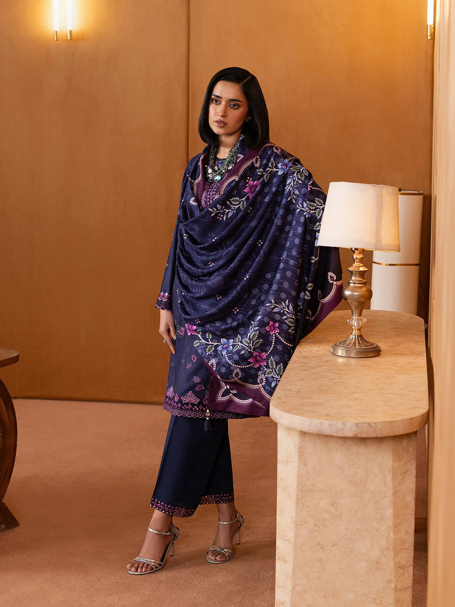 edenrobe Premium Embroidered Viscose Unstitched 3Pc Suit EWU5V20-32081
