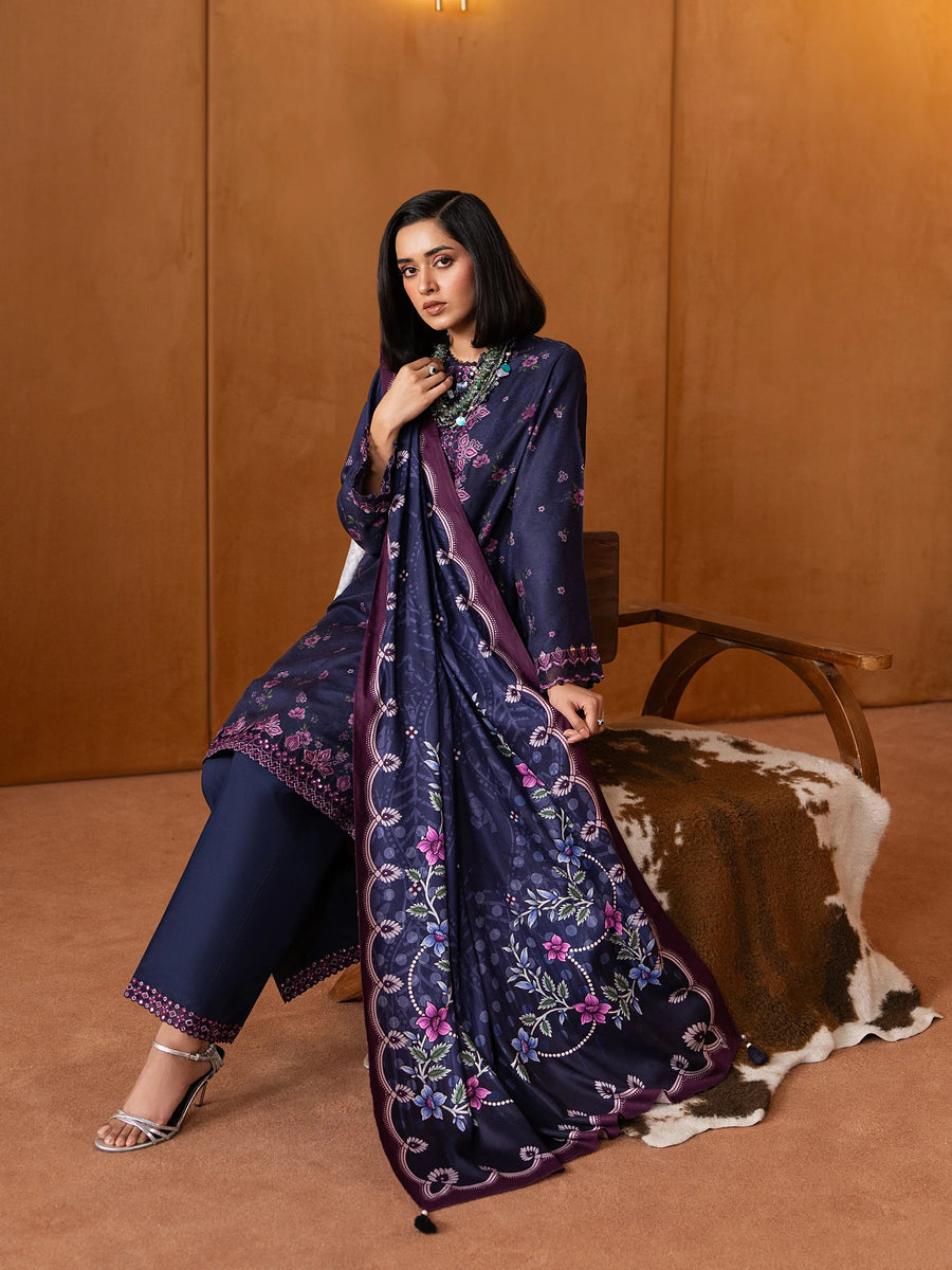 edenrobe Premium Embroidered Viscose Unstitched 3Pc Suit EWU5V20-32081