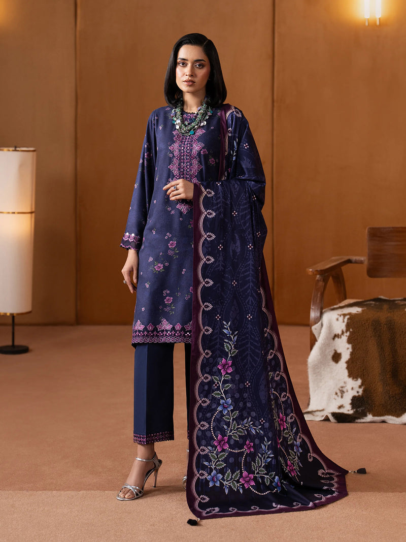 edenrobe Premium Embroidered Viscose Unstitched 3Pc Suit EWU5V20-32081