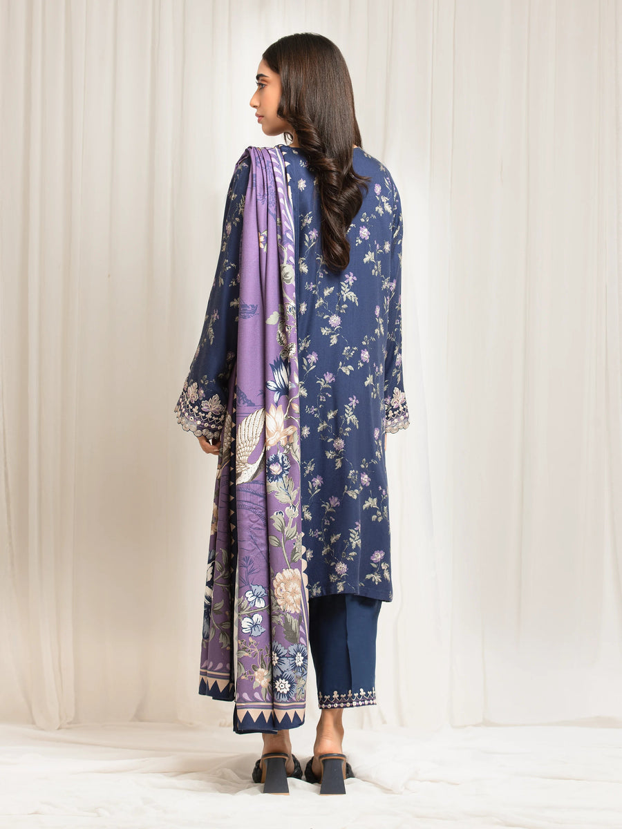 edenrobe Premium Embroidered Viscose Unstitched 3Pc Suit EWU5V20-32083