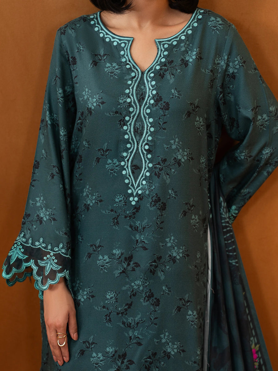 edenrobe Premium Embroidered Viscose Unstitched 3Pc Suit EWU5V20-32084