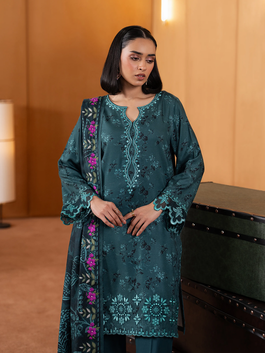 edenrobe Premium Embroidered Viscose Unstitched 3Pc Suit EWU5V20-32084