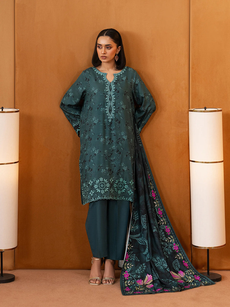 edenrobe Premium Embroidered Viscose Unstitched 3Pc Suit EWU5V20-32084