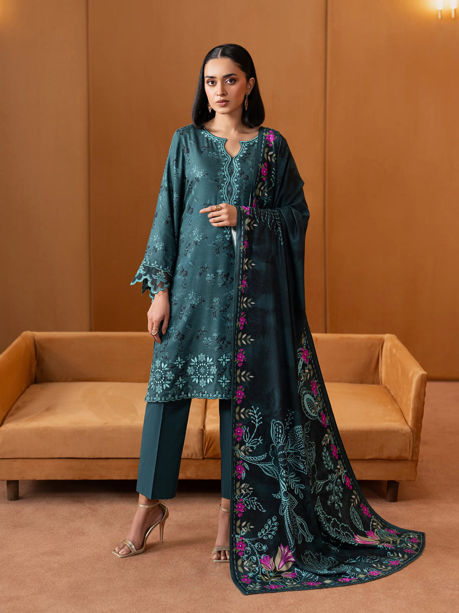 edenrobe Premium Embroidered Viscose Unstitched 3Pc Suit EWU5V20-32084