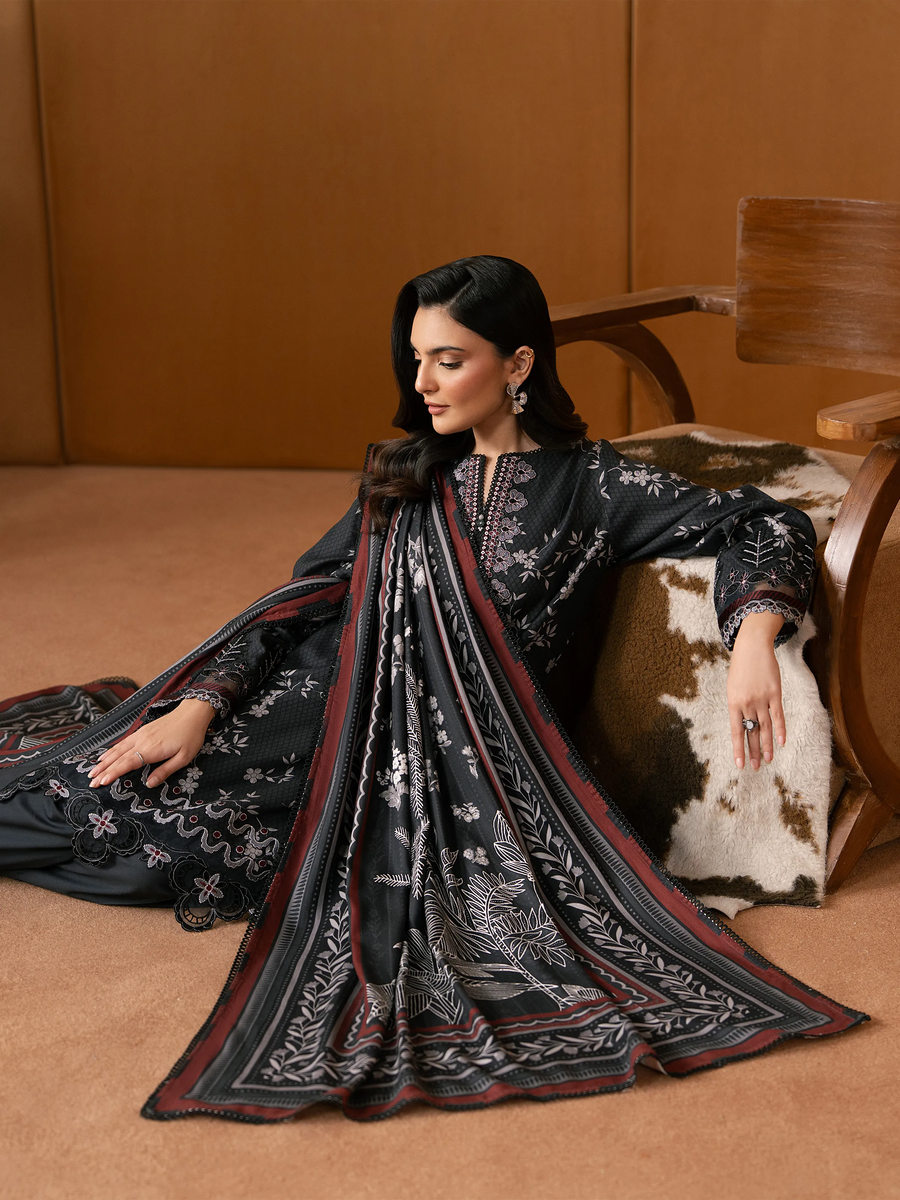 edenrobe Premium Embroidered Viscose Unstitched 3Pc Suit EWU5V20-32085