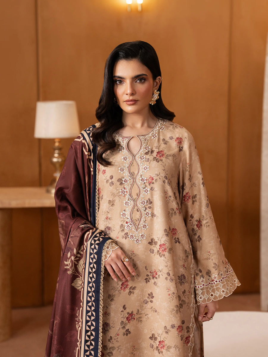 edenrobe Premium Embroidered Viscose Unstitched 3Pc Suit EWU5V20-32087