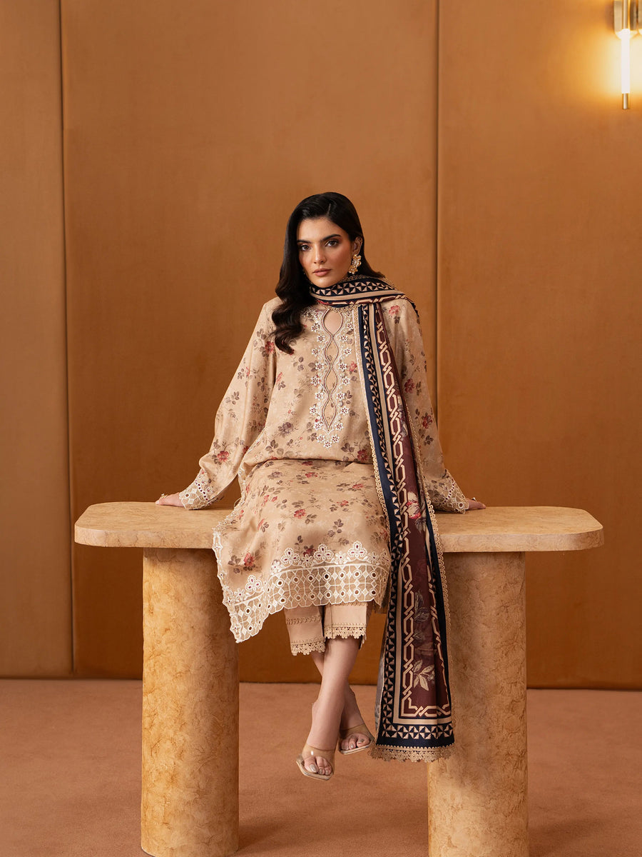 edenrobe Premium Embroidered Viscose Unstitched 3Pc Suit EWU5V20-32087