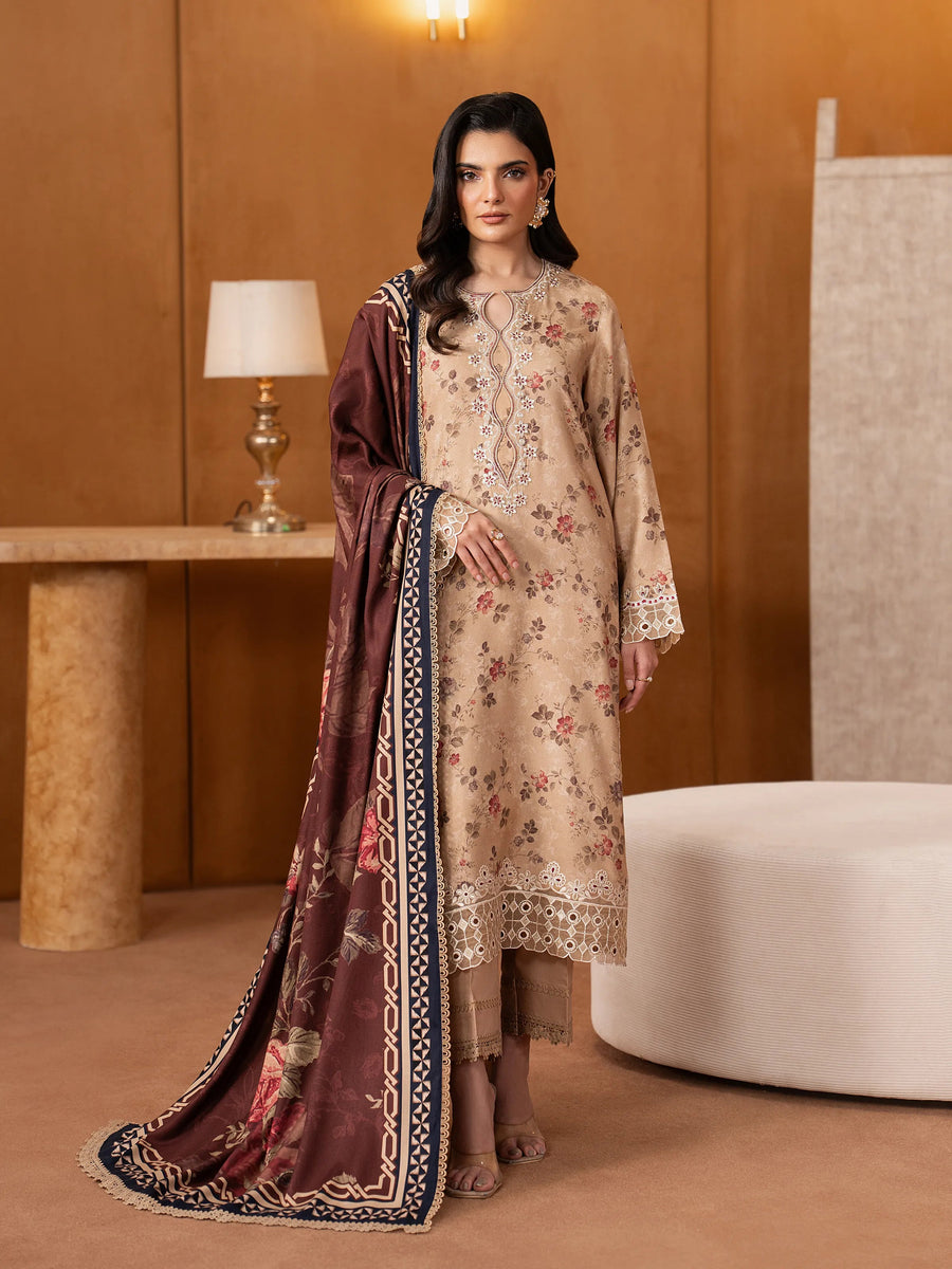edenrobe Premium Embroidered Viscose Unstitched 3Pc Suit EWU5V20-32087