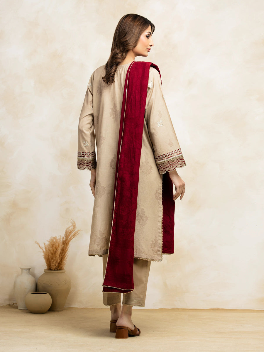 edenrobe Premium Festive Unstitched Jacquard 3Pc Suit EWU5V3-31153