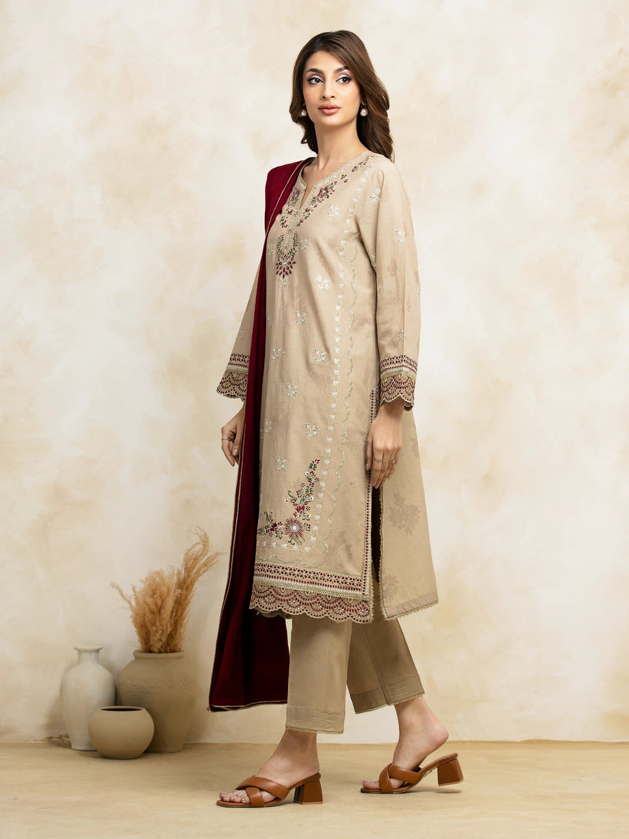 edenrobe Premium Festive Unstitched Jacquard 3Pc Suit EWU5V3-31153