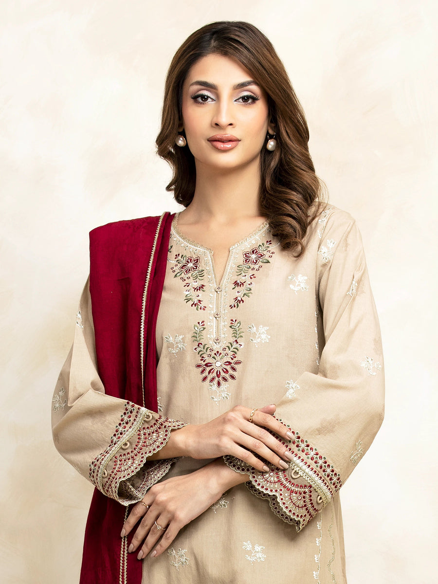 edenrobe Premium Festive Unstitched Jacquard 3Pc Suit EWU5V3-31153