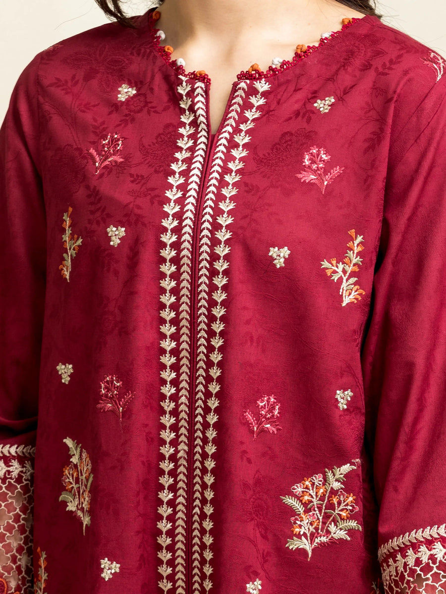 edenrobe Premium Festive Unstitched Jacquard 3Pc Suit EWU5V3-31154