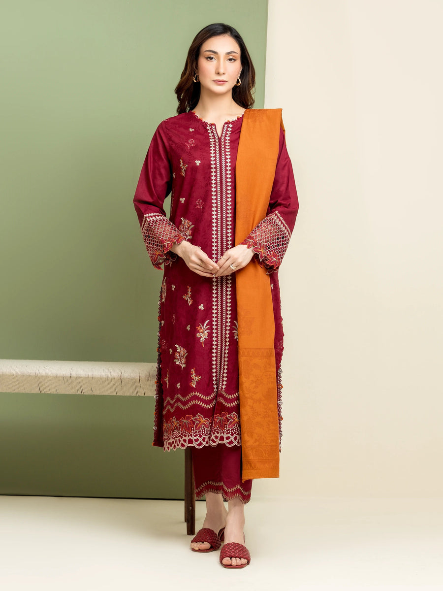 edenrobe Premium Festive Unstitched Jacquard 3Pc Suit EWU5V3-31154