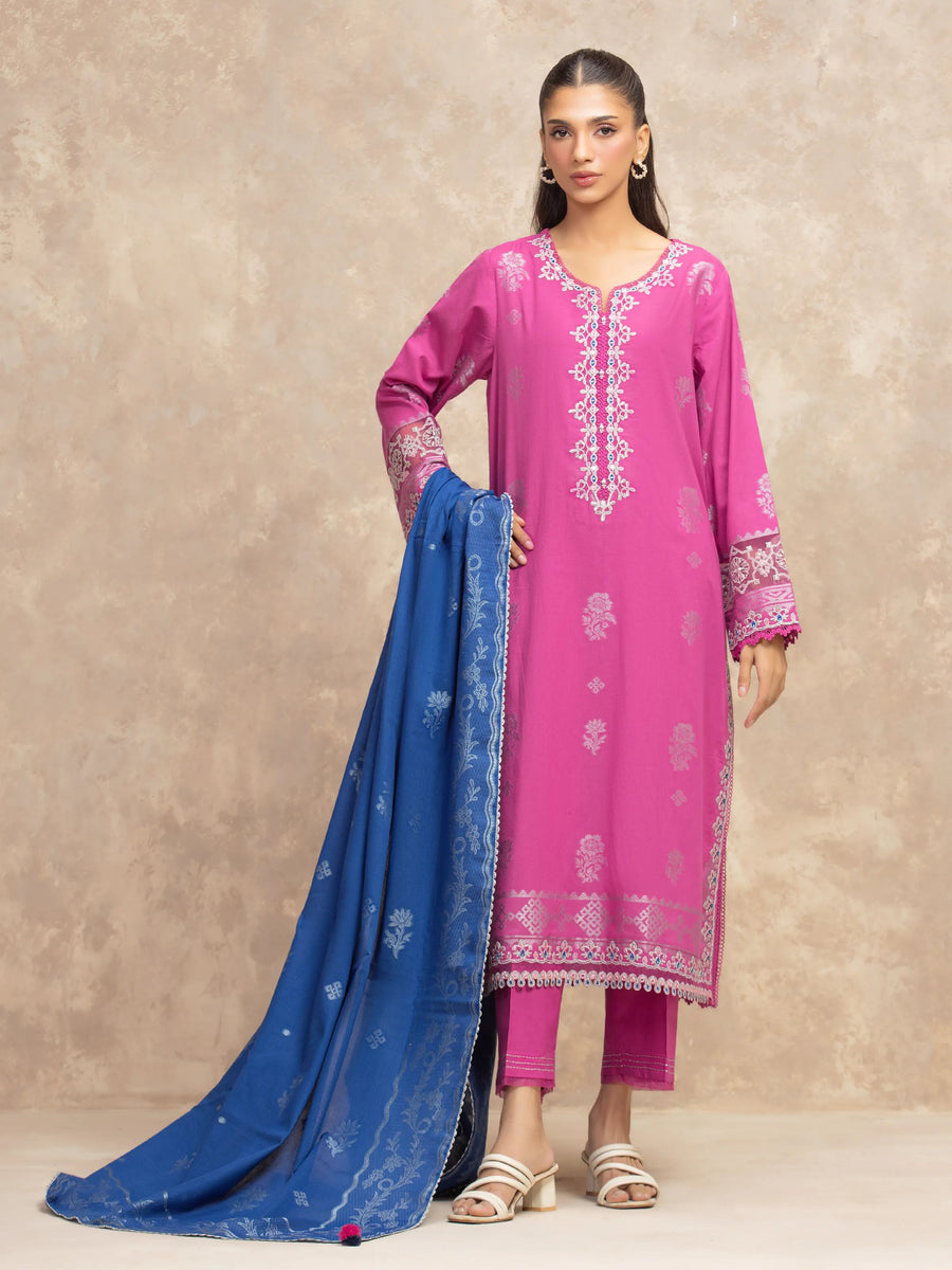 edenrobe Premium Festive Unstitched Jacquard 3Pc Suit EWU5V3-31850