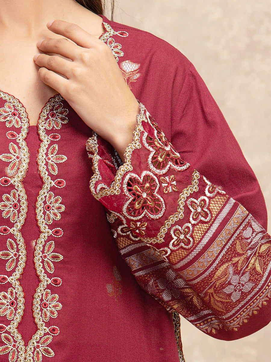 edenrobe Premium Festive Unstitched Jacquard 3Pc Suit EWU5V3-31851