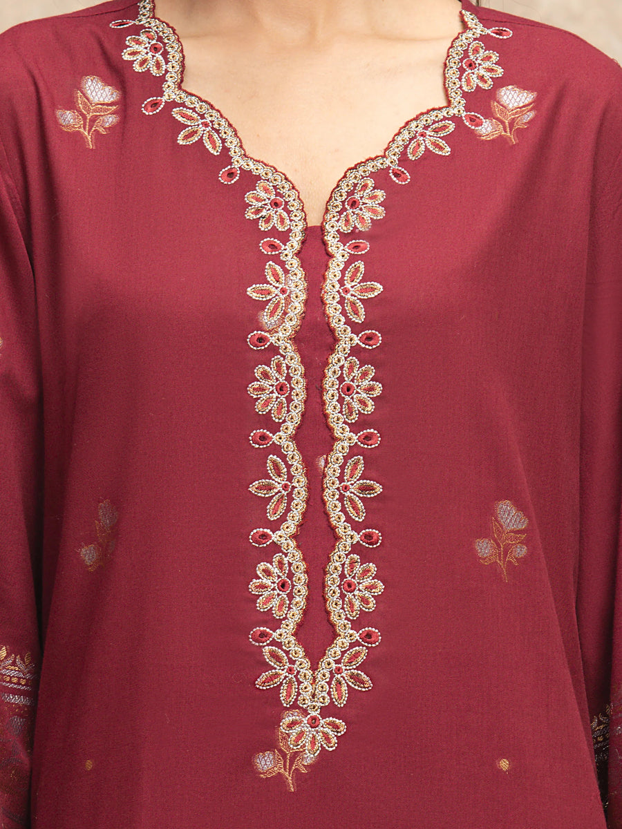 edenrobe Premium Festive Unstitched Jacquard 3Pc Suit EWU5V3-31851
