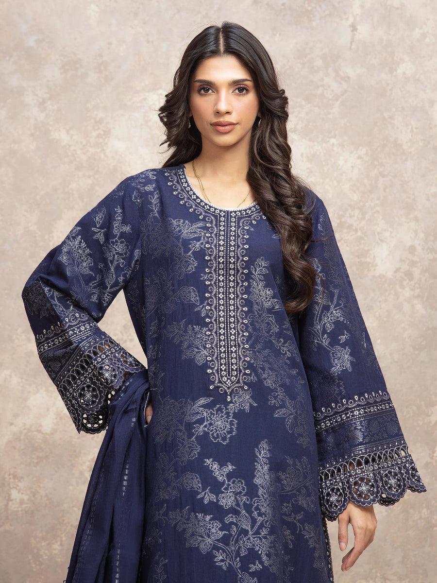 edenrobe Premium Festive Unstitched Jacquard 3Pc Suit EWU5V3-31852