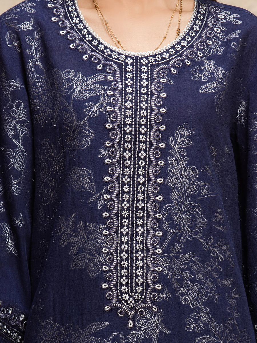 edenrobe Premium Festive Unstitched Jacquard 3Pc Suit EWU5V3-31852