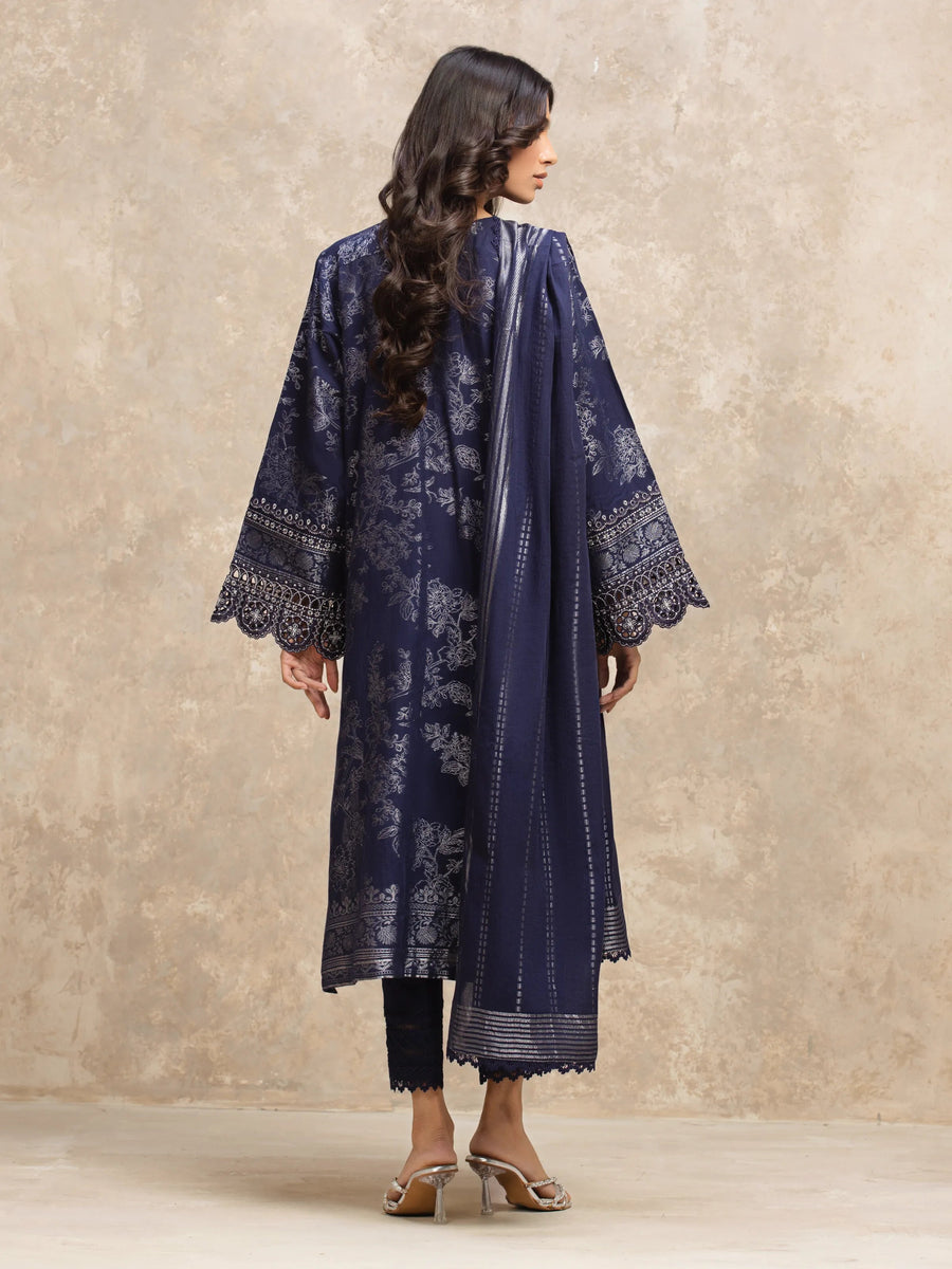 edenrobe Premium Festive Unstitched Jacquard 3Pc Suit EWU5V3-31852