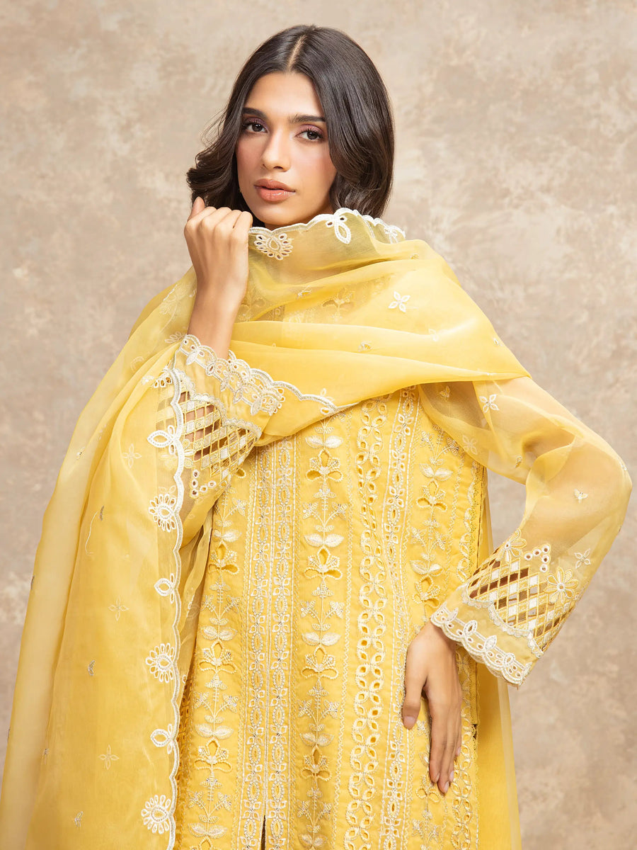 edenrobe Premium Festive Unstitched Organza 3Pc Suit EWU5V4-31260