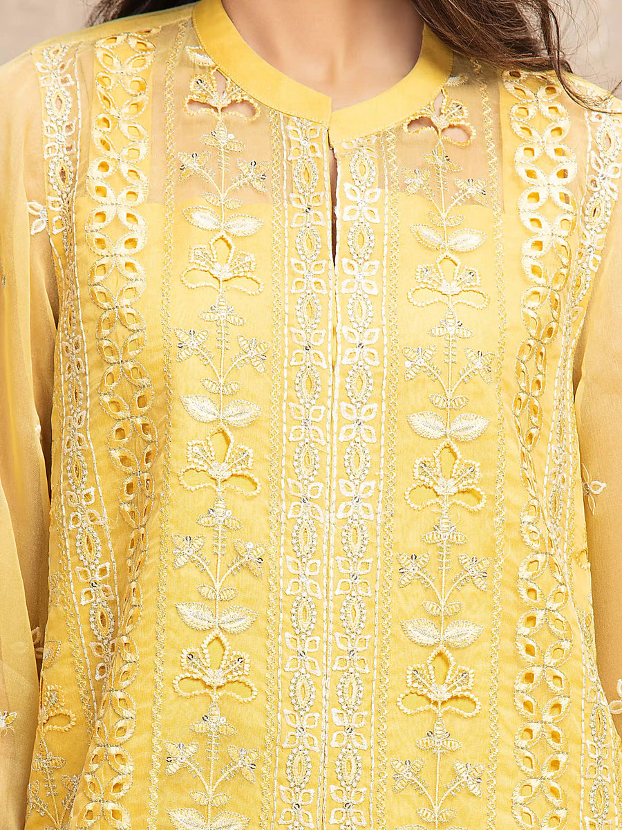 edenrobe Premium Festive Unstitched Organza 3Pc Suit EWU5V4-31260