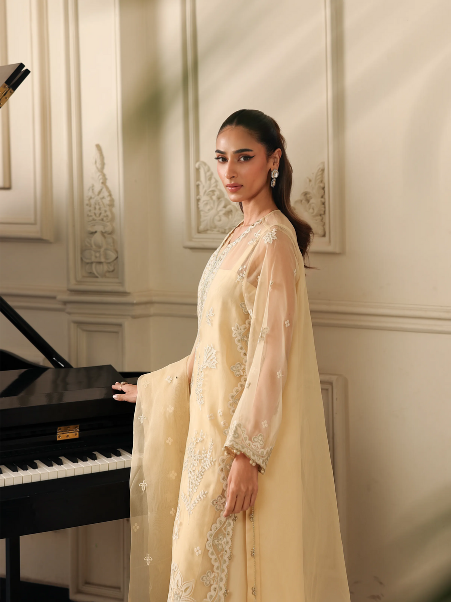 edenrobe Premium Festive Unstitched Organza 3Pc Suit EWU5V4-31261