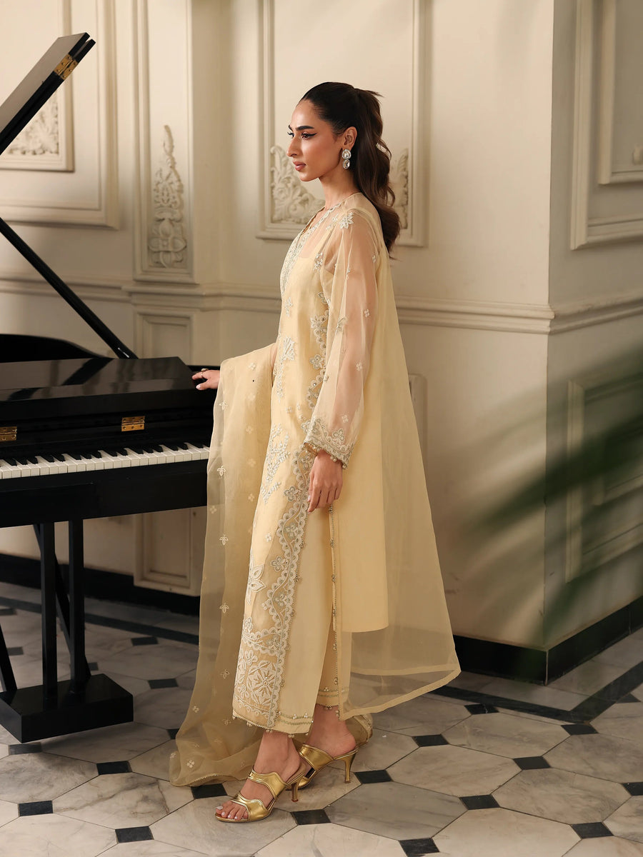 edenrobe Premium Festive Unstitched Organza 3Pc Suit EWU5V4-31261